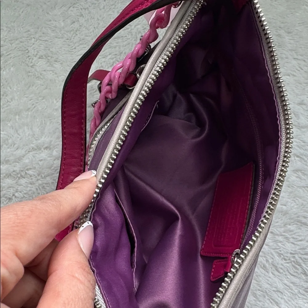 Coach Purple Shoulder Bag Vintage bag with Pink Chain